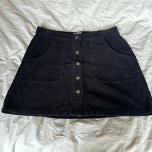 Black corduroy a line mini skirt